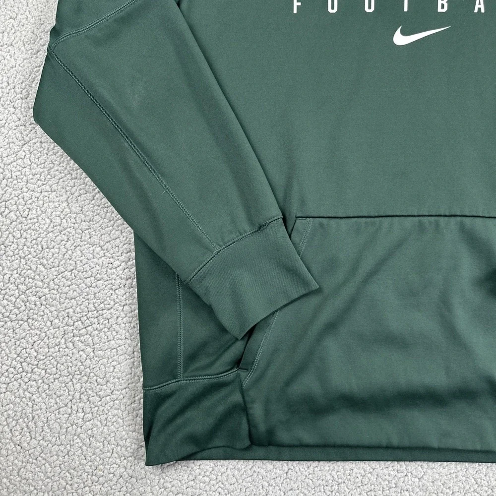 Nike Therma Fit Michigan State Football Hoodie Men 2XL Green Logo Pullover